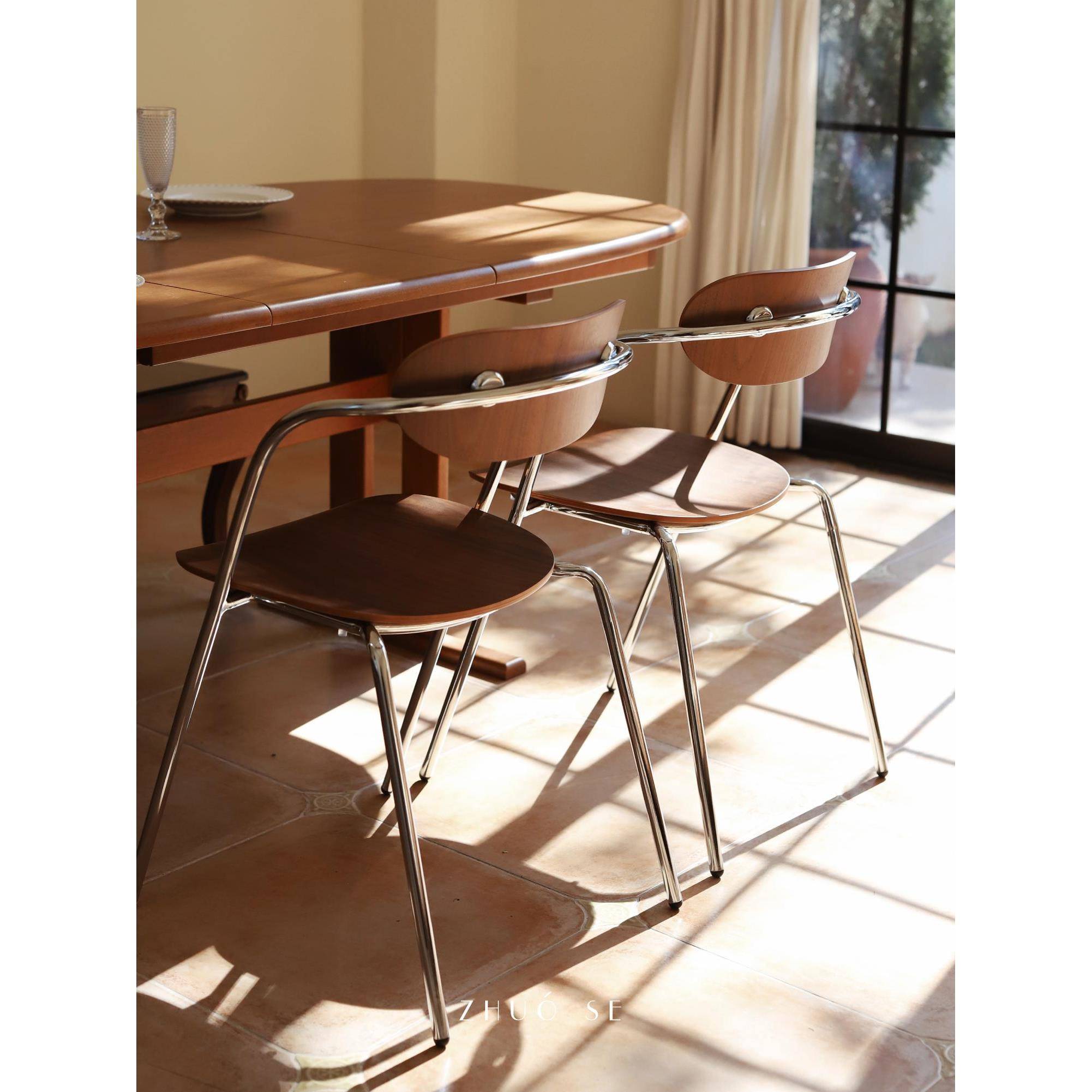 ZHUOSE 小U椅北欧覆古餐椅包豪斯简约设计风格靠背椅子洽谈咖啡椅