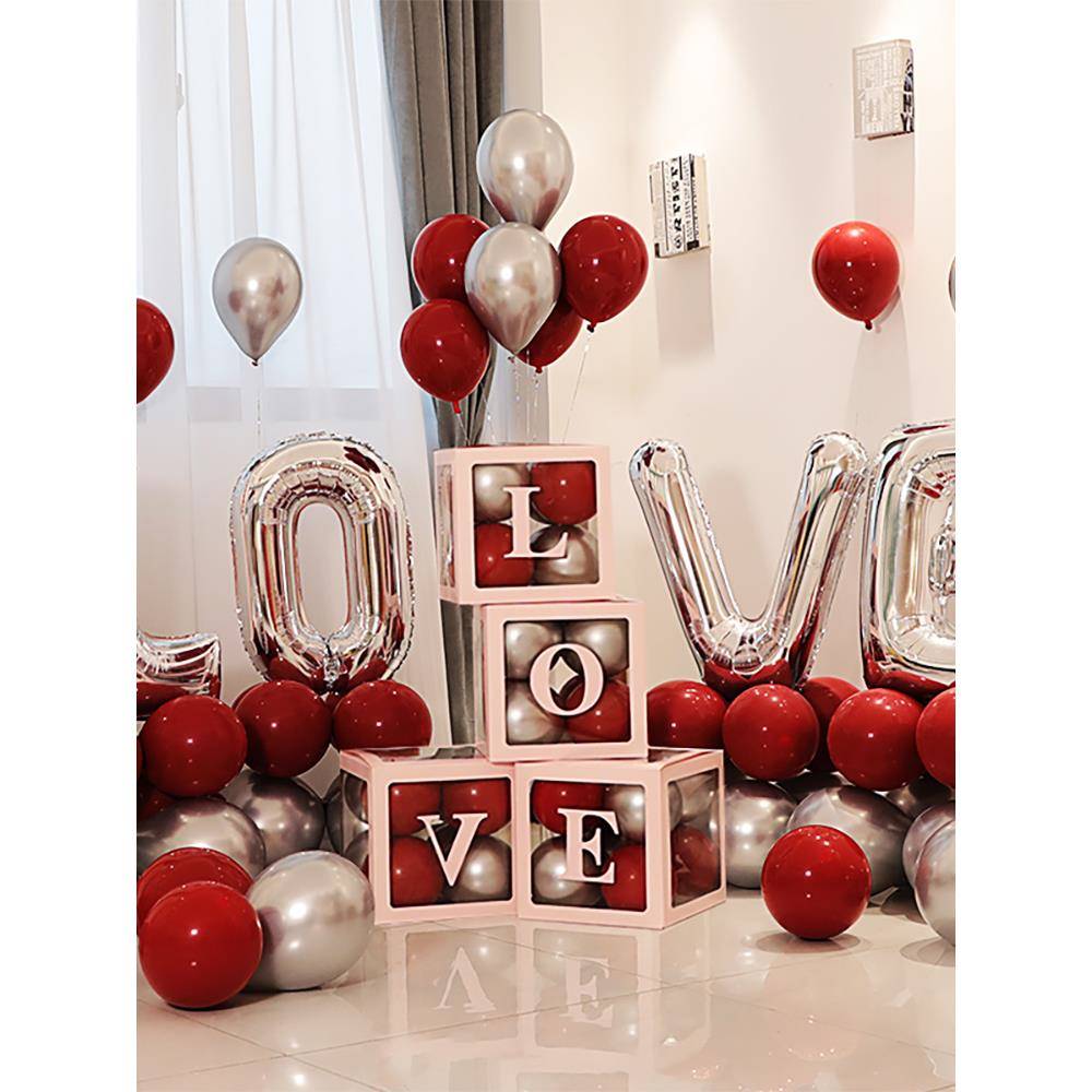 婚房布置套装结婚love字母铝膜气球透明盒子婚礼婚庆客厅装饰场景