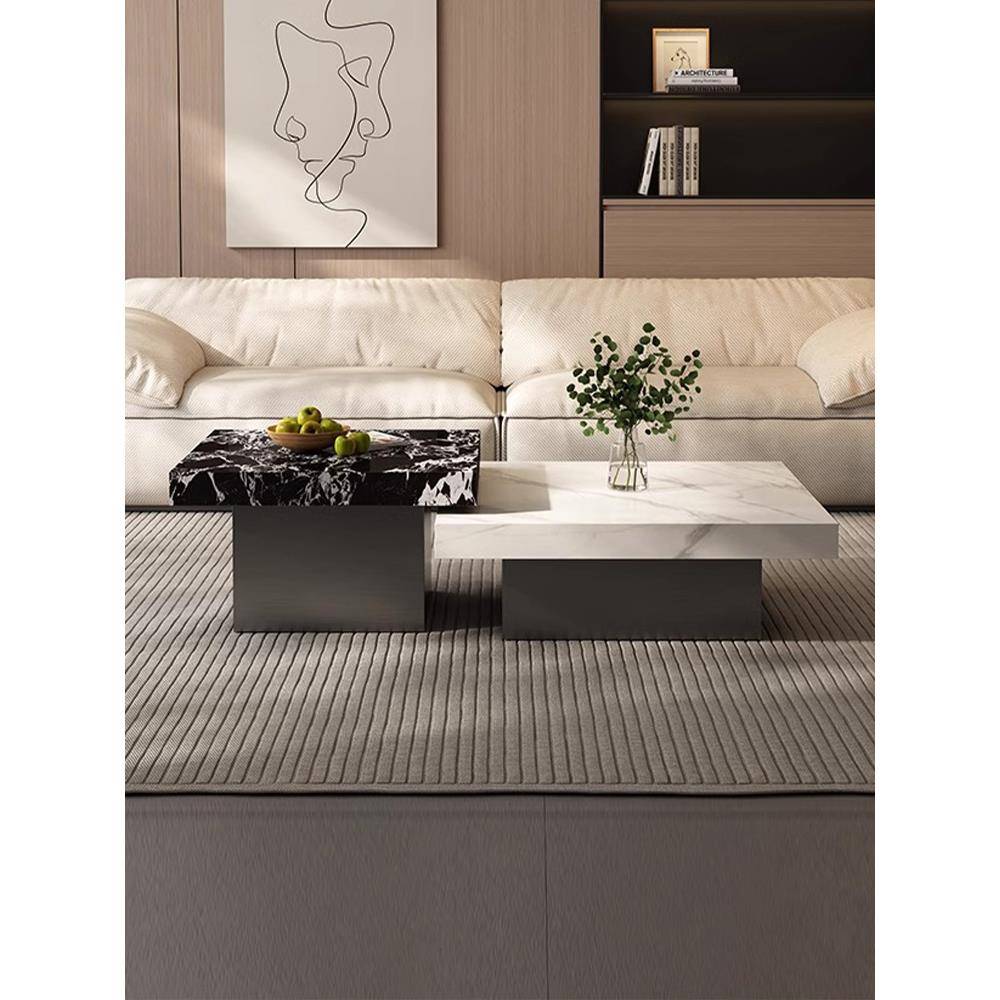 大理石茶几意式极简现代简约高级感家用方形组合大小户型2025新款