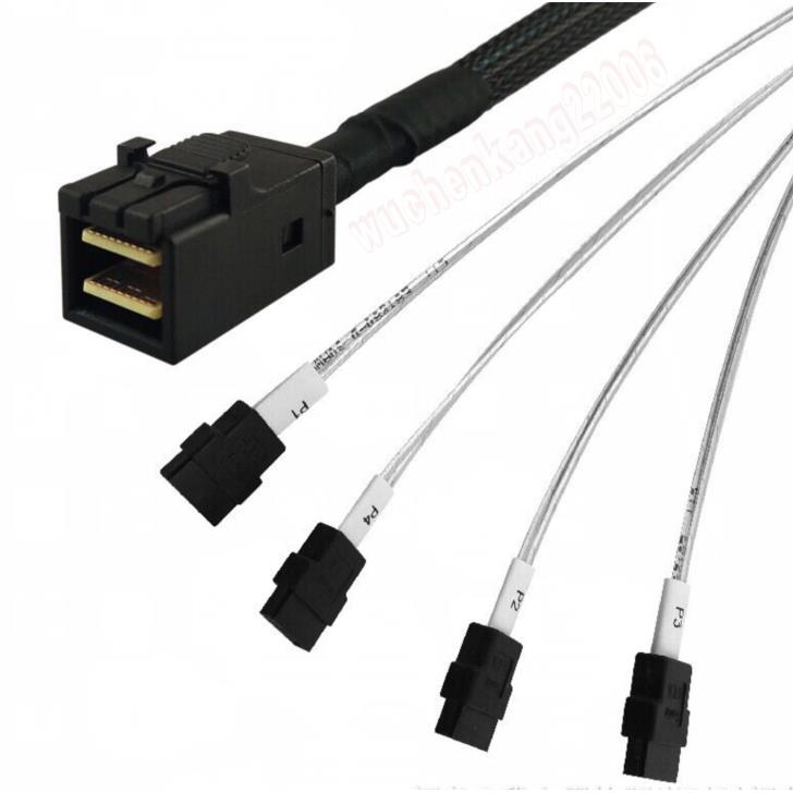 安费诺AMPHENOL MINISAS HD SFF-8643 TO 4 SATA 1米 12Gb SAS3