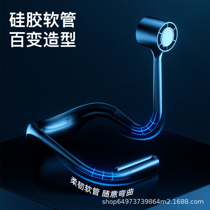 挂脖风扇小风扇新款户外露营usb充电便携式小夜灯创意懒人带灯