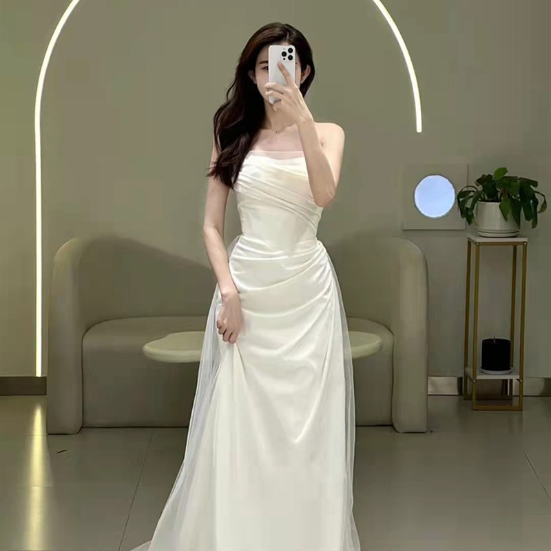 梵娜仙衣法式缎面长袖婚纱2024新款鱼尾新娘小个子简约出门纱礼服