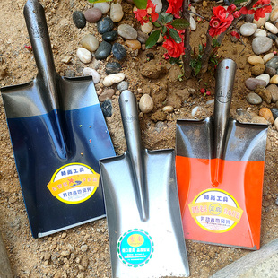 农用小号方头铲子挖土挖沟种树栽树平口铁锨铁铲铁锹泥锨白钢瓦工