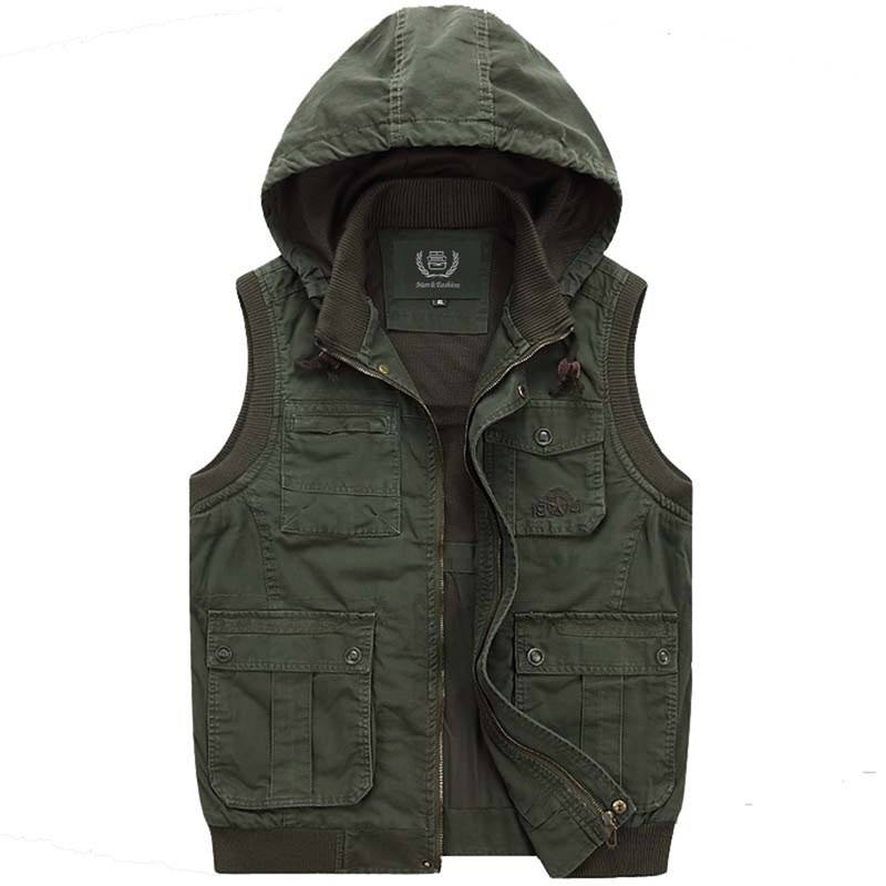 见展车男装多口袋记者摄影户外纯棉马甲休闲大码男钓鱼马夹外套