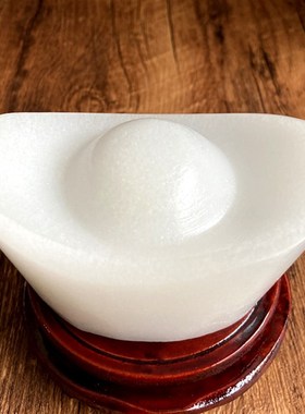 天然玉石白玉元宝摆件招財进宝办公室桌面家居玄关装饰纯手工雕刻