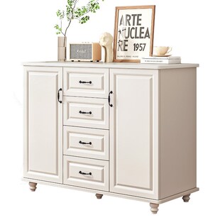 美式 五斗柜收纳柜白色木质储物80长100120宽40高7490客厅靠墙置物