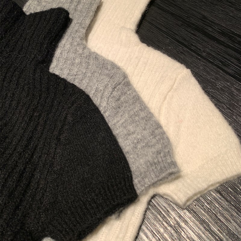 高领修身打底针织衫女秋冬内搭黑色短袖紧身高级感短款上衣