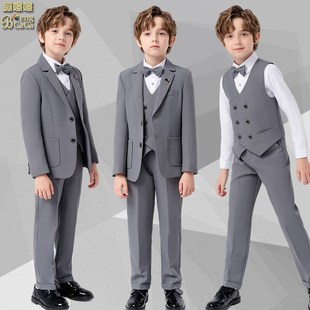 西装礼服男童主持钢琴演出儿童英伦花童婚礼走秀秋冬朗诵马甲西服