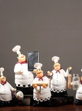 创意复古人物厨师摆件家居装饰品酒店酒柜蛋糕店餐厅厨房摆设礼品