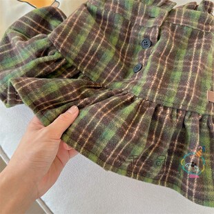 【高级氛围感~】韩国女童秋冬裙子 柔软格子花苞腰蛋糕裙 半身裙