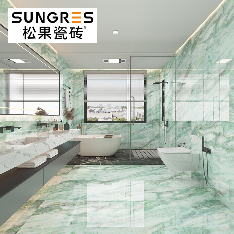 简约绿色奢石通体大理石瓷砖u客厅地砖卫生间厨房墙砖750 1500