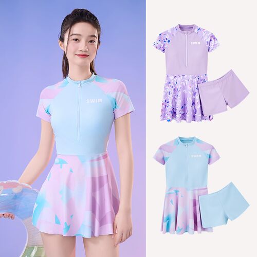两件式泳衣女2025新款泡温x泉遮肉显瘦两件套保守套装高级感小胸