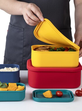 保鲜硅胶饭盒可微波n炉加热便当盒上班族学生专用分格餐盒盒子套