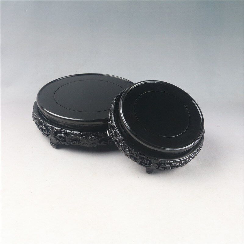 黑檀木圆形花瓶盆景鱼缸玉石摆件瓷器文玩紫砂壶古董实木底座木托