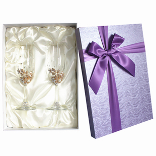 婚礼创意高脚对杯香槟杯2个家用小号红酒杯高档结婚礼品套装一对