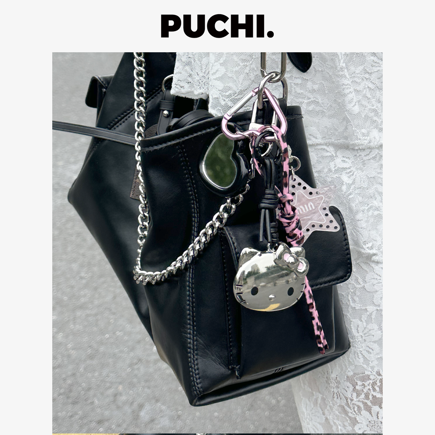 《MiuM.粉墨kitty牌》PUCHI.噗哧商店 miu系粉色豹纹甜酷包挂