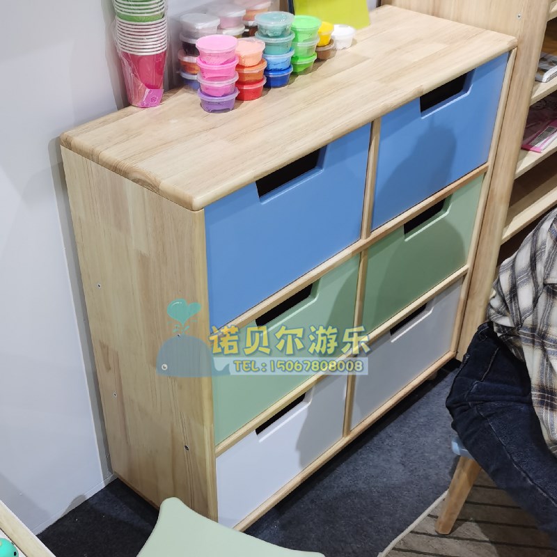 幼儿园橡胶木组合区角柜玩具柜儿童实木收L纳储物整理柜蒙氏教具