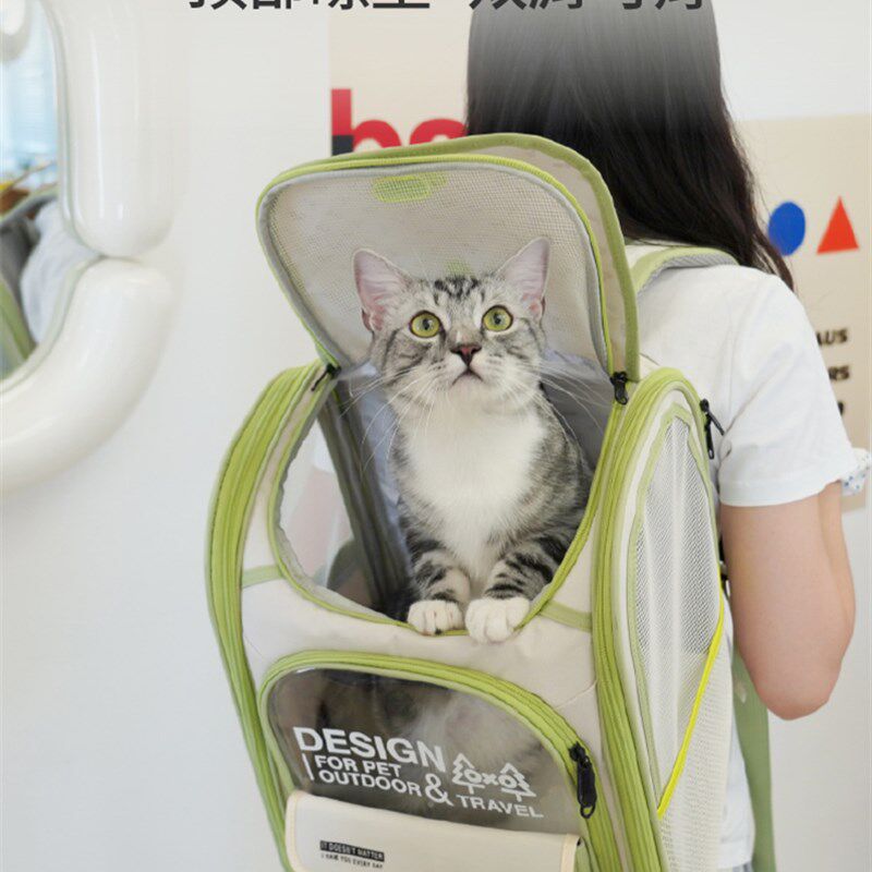 咕噜宠物包舱猫咪外出o大容量果冻帆布书包携带便携双肩猫包猫背