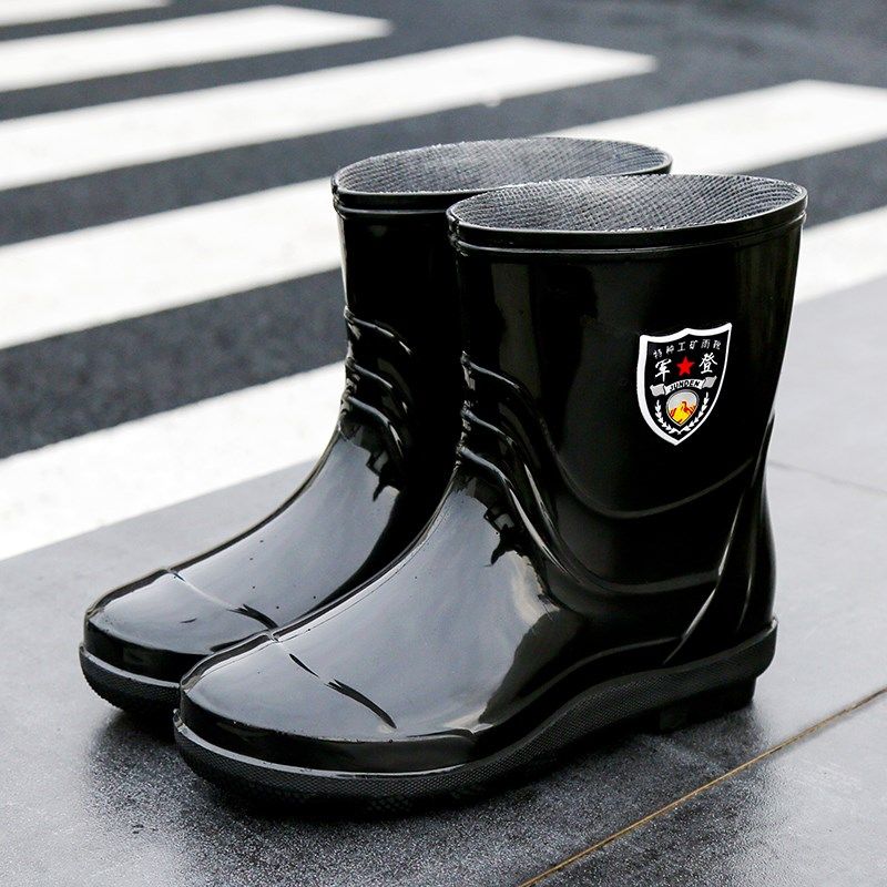 军登特大码48雨鞋男款46短筒47防水鞋防滑劳保中高筒水Z靴胶鞋雨