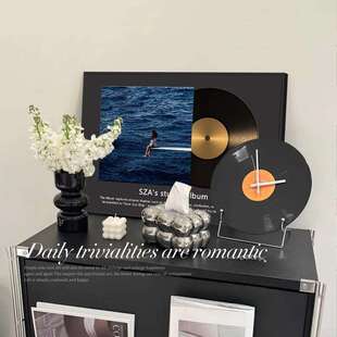 覆古客厅电视柜黑胶唱片装饰画 画饭厅CD专辑挂画 画高级感卧室桌