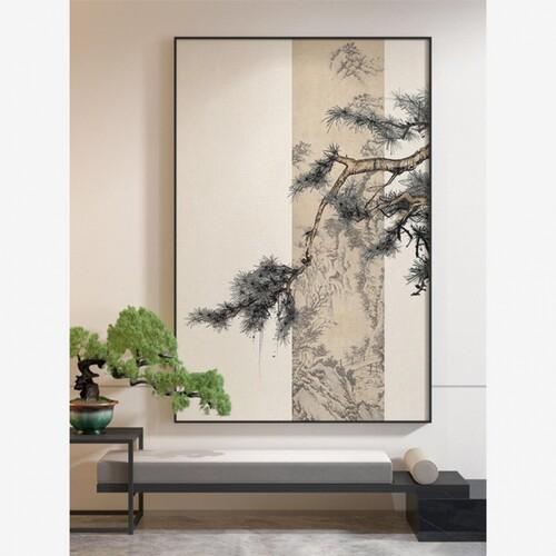 新中式玄关装饰画松竹梅