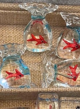 口袋小鱼彩色玻璃摆件工艺品拉丝琉E璃桌面客厅卧室居家装饰摆件