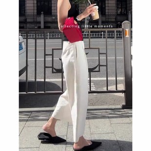 白色九分裤女20j25夏季新款时尚显瘦洋气百搭款宽松休闲简约直筒