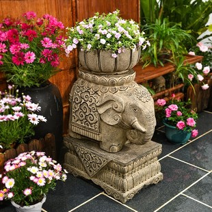 大象摆件门墩抱鼓石一对户外庭院仿石墩别M墅门口招财镇宅落地摆