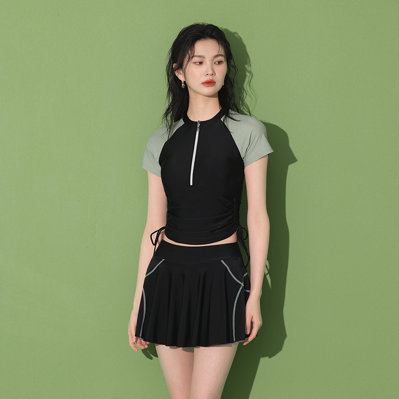 泳衣女夏分体2022新款爆款保守显瘦遮肚高级感R裙式平角运动游泳