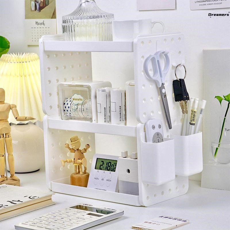 小工位桌面收纳架办公书桌书架多层小型架子分层桌上洞洞板置厂家