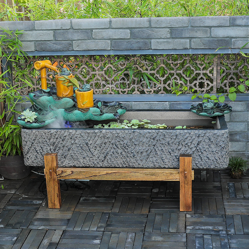 汉韵堂中式阳台流水室内创意鱼池景观流水器落地装饰鱼缸水景