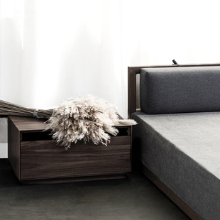 仓十二时慢榻榻床边柜桃实木床头柜现代置物柜