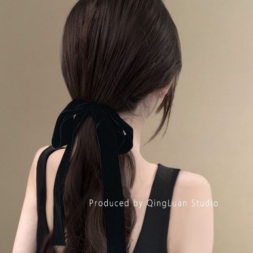 丝绒蝴蝶结~法式气质皮筋发圈女高级感慵懒风扎头头绳低马尾手工