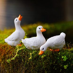 可爱小鸭子古法鱼缸造景花园花盆微景观假山流水鱼池水景装 饰摆件