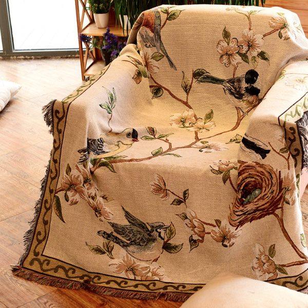 简约现代多功能沙发巾垫防滑全盖出口花鸟线毯懒人毯椅垫桌布四季,居家布艺,沙发垫,淘宝优惠券,粉丝福利购,淘宝优惠卷