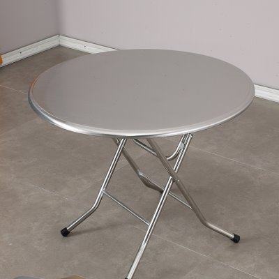 双层不锈钢折叠桌吃饭桌餐桌方桌桌子家用小户型圆形圆台80圆桌1m