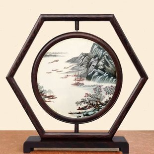 苏州双面绣屏风手工刺绣成品摆件会议中式客厅玄关送领导长辈礼物