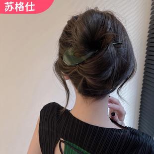 气质U型醋酸发簪女高级感日系经典大号盘发复古簪子现代发钗