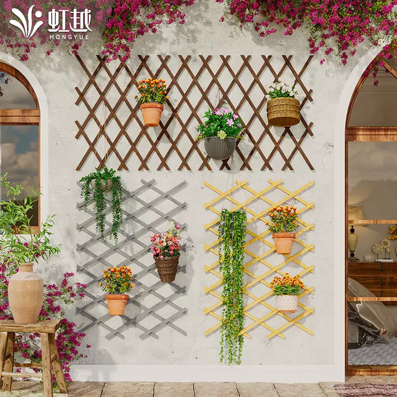 腐木阳台墙上实木爬藤花架墙壁挂式墙面绿萝植物悬挂