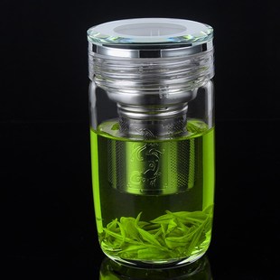 示水大容量水杯矮胖单层玻璃杯女士男生加厚耐高温透明水晶鹅蛋杯