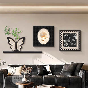 饰画餐厅蝴蝶绿植玄关沙发背景墙壁挂画 中古风客厅装 22新款 法式