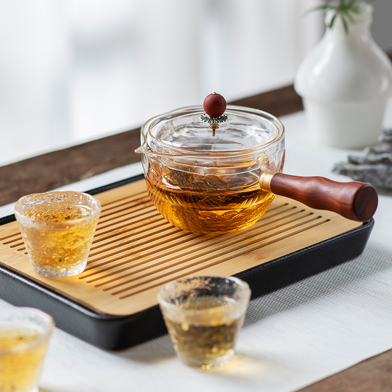 雅集茶具月印侧把壶玻璃煮茶壶迷你小型电陶炉白茶煮茶器家用茶壶