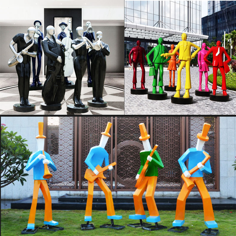 抽象仿铜音乐人物雕塑商业广场美陈酒店大型艺术装饰品玻璃钢