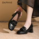 粗跟浅口单鞋 Daphne 通勤 复古方头乐福鞋 女款 达芙妮2026新款 法式