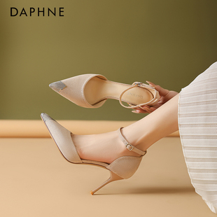 Daphne/达芙妮2026年新款尖头高跟鞋女款一字扣细跟气质浅口单鞋