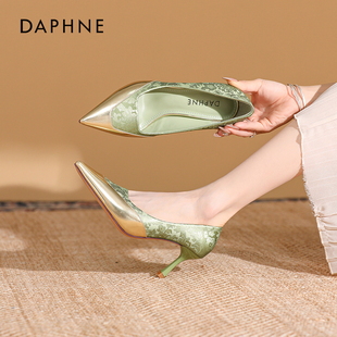 尖头细跟复古气质名媛风单鞋 女2025年新款 女 达芙妮高跟鞋 Daphne