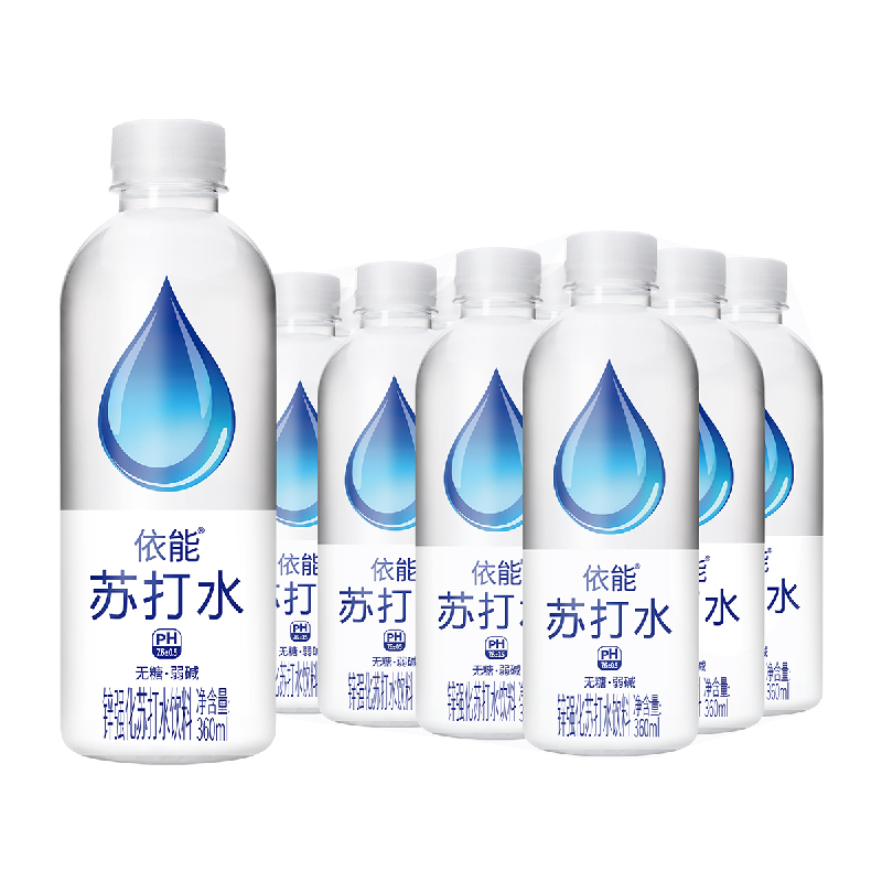 【依能纤苏打水饮料360mL*12瓶】饮用水无糖弱碱零脂零卡