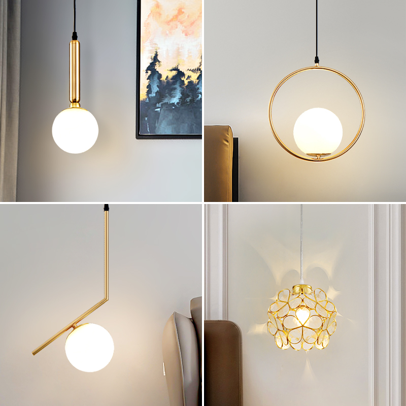 北欧单头阳台现代简约创意过道玄关美式卧室轻奢床头小鸟鱼线吊灯