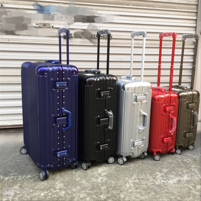 PC铝框行李箱20万向轮旅行箱24寸拉杆箱登机皮箱26学生硬箱玫瑰金