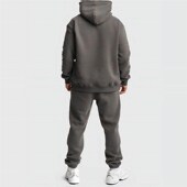 潮牌套装 秋冬纯色潮d流休闲套装 男加绒加厚连帽卫衣长裤